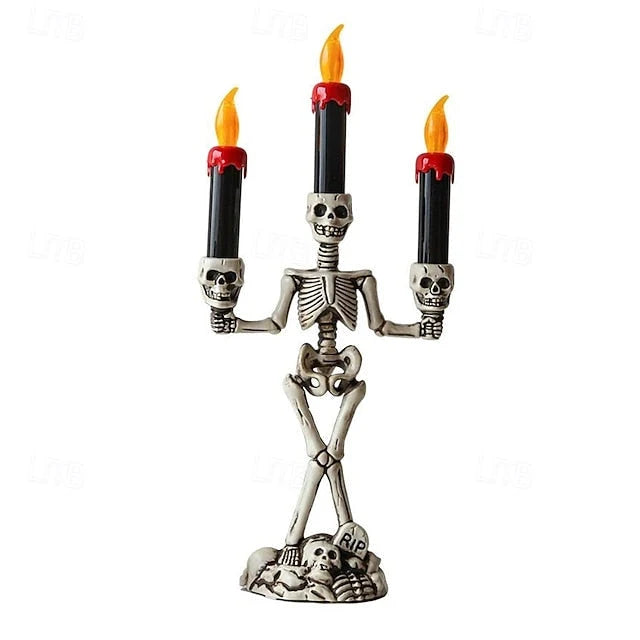 Skeleton Candle Holder | Flameless LED & Battery-Operated | 3-Candle