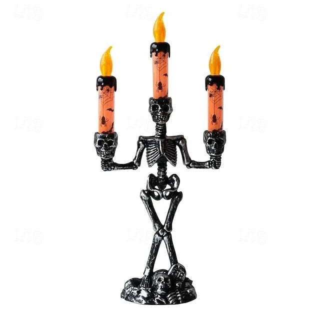 Skeleton Candle Holder | Flameless LED & Battery-Operated | 3-Candle