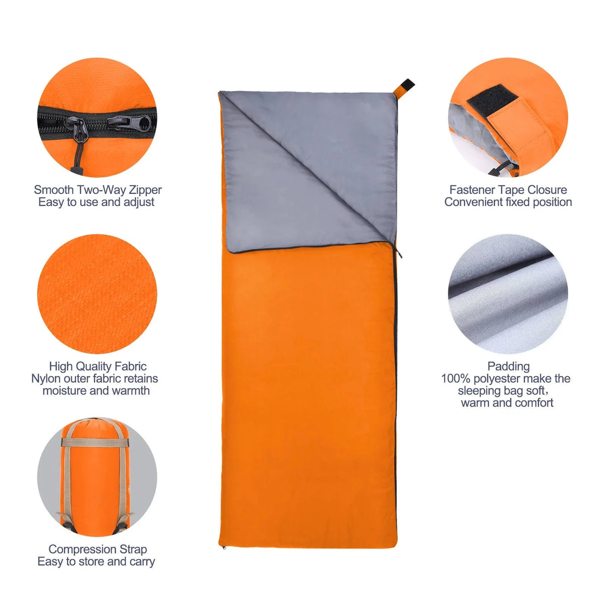 Sleeping Bag | Waterproof & Blanket-Convertible | Compression Sack Included