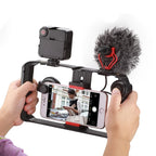 Smartphone Video Rig | LED Light & Triple Cold Shoe Mounts | Fits Phones Up To 85mm