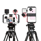 Smartphone Video Rig | LED Light & Triple Cold Shoe Mounts | Fits Phones Up To 85mm