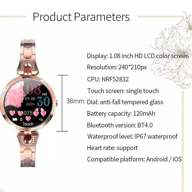 Smartwatch | Waterproof Heart Rate & Blood Pressure Monitor | 7-Day Battery