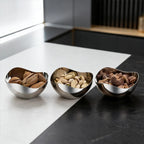 Snack Bowl Set | Stainless Steel & Wood Tray | Set of 3