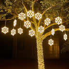 Snowflake Christmas Lights | Copper Wire String & Warm LED | Waterproof, 30 cm