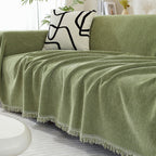 Sofa Cover | Chenille Herringbone & Tassel Edges | Machine Washable