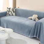 Sofa Cover | Chenille Herringbone & Tassel Edges | Machine Washable