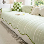 Sofa Cover | Soft Microfiber Herringbone | Scalloped Edge