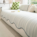 Sofa Cover | Soft Microfiber Herringbone | Scalloped Edge
