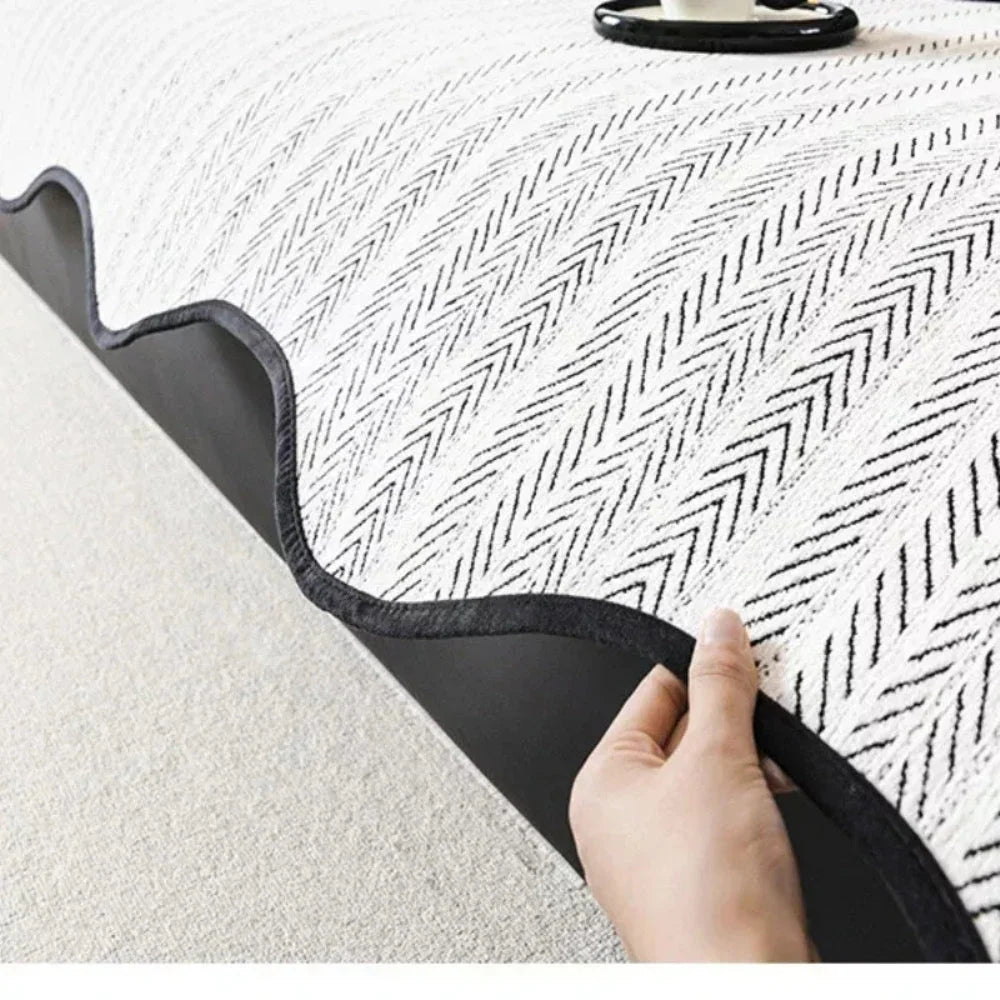 Sofa Cover | Soft Microfiber Herringbone | Scalloped Edge
