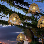 Solar Lantern | Hand-Woven Rattan Boho Design | Dusk-to-Dawn