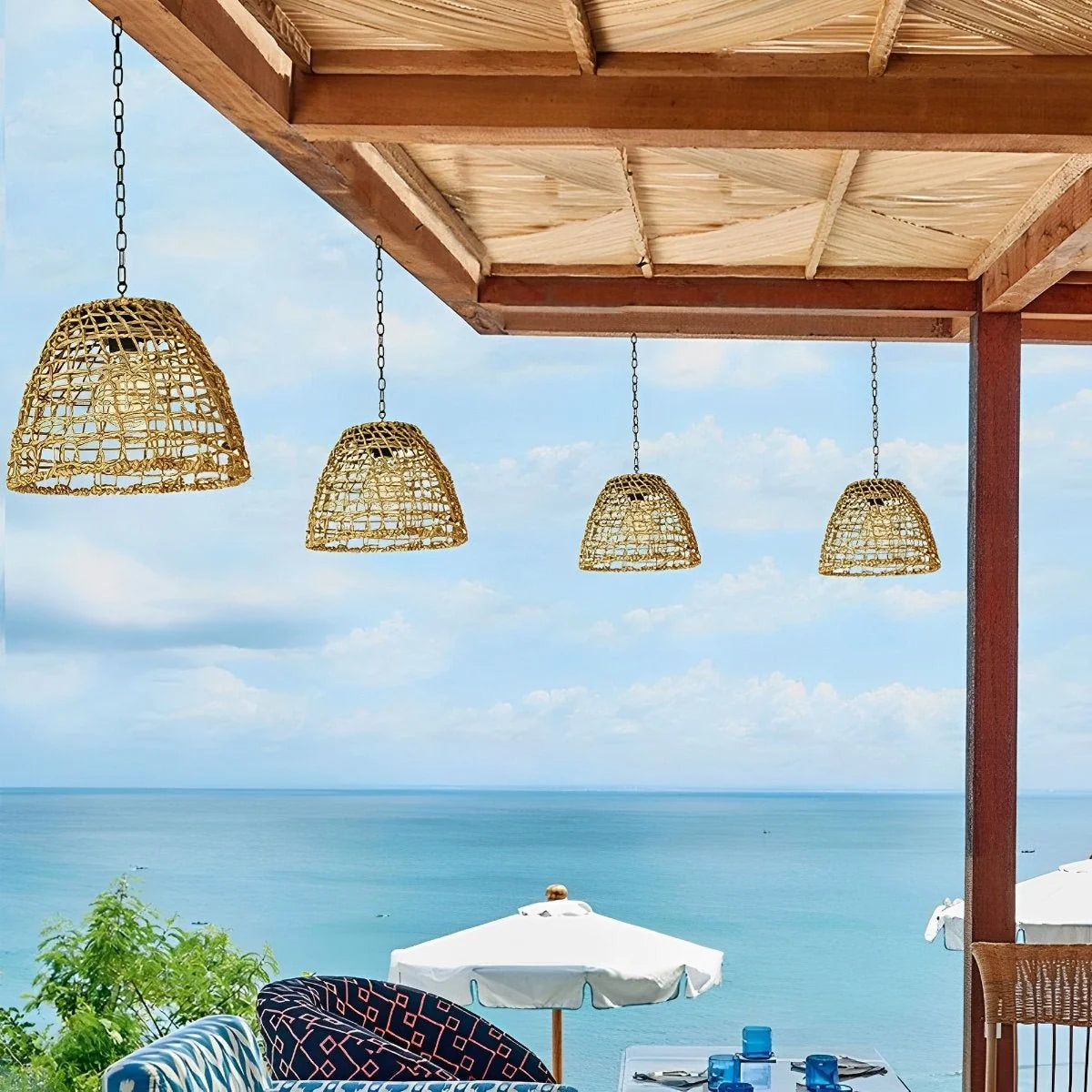 Solar Lantern | Hand-Woven Rattan Boho Design | Dusk-to-Dawn