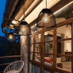 Solar Lantern | Hand-Woven Rattan Boho Design | Dusk-to-Dawn