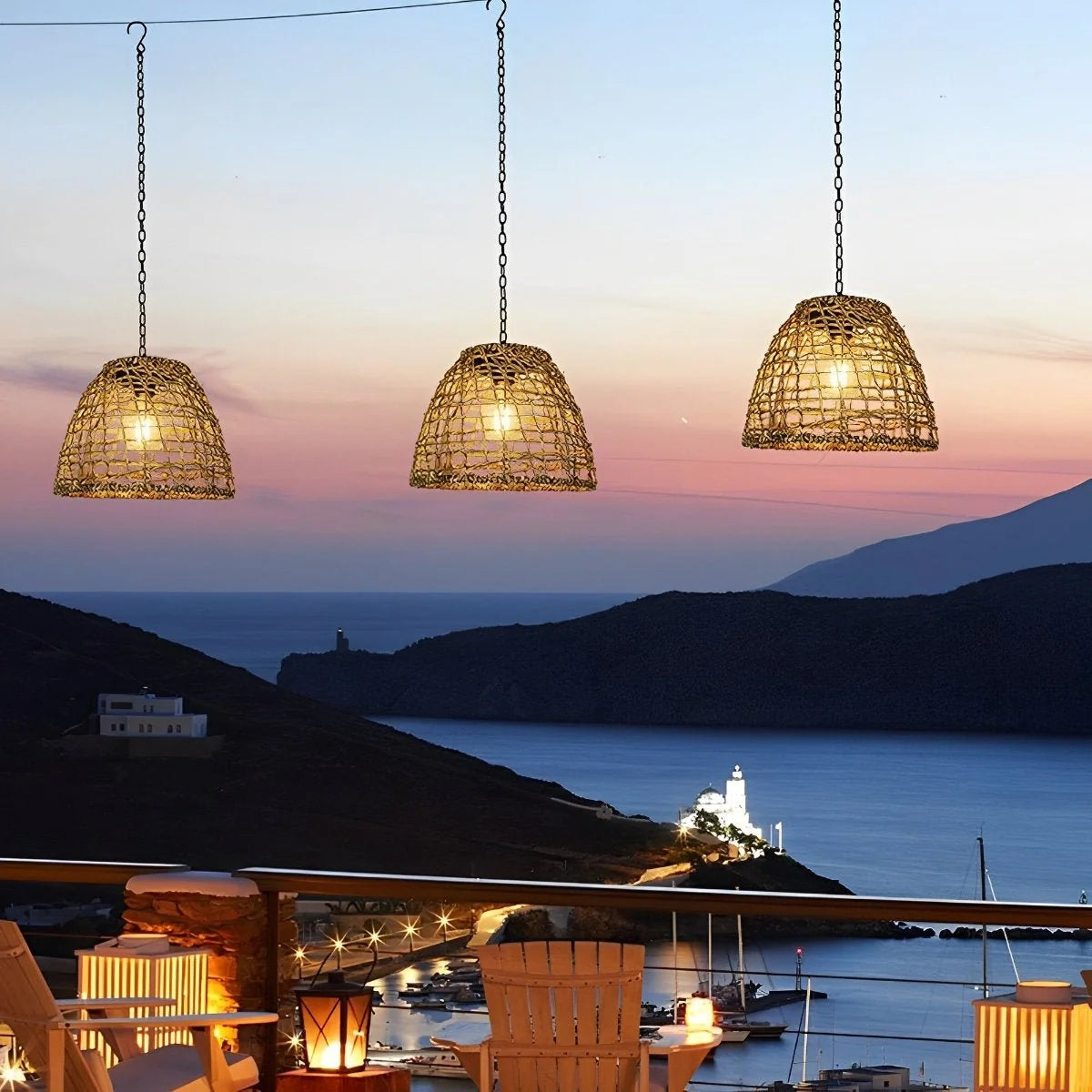 Solar Lantern | Hand-Woven Rattan Boho Design | Dusk-to-Dawn