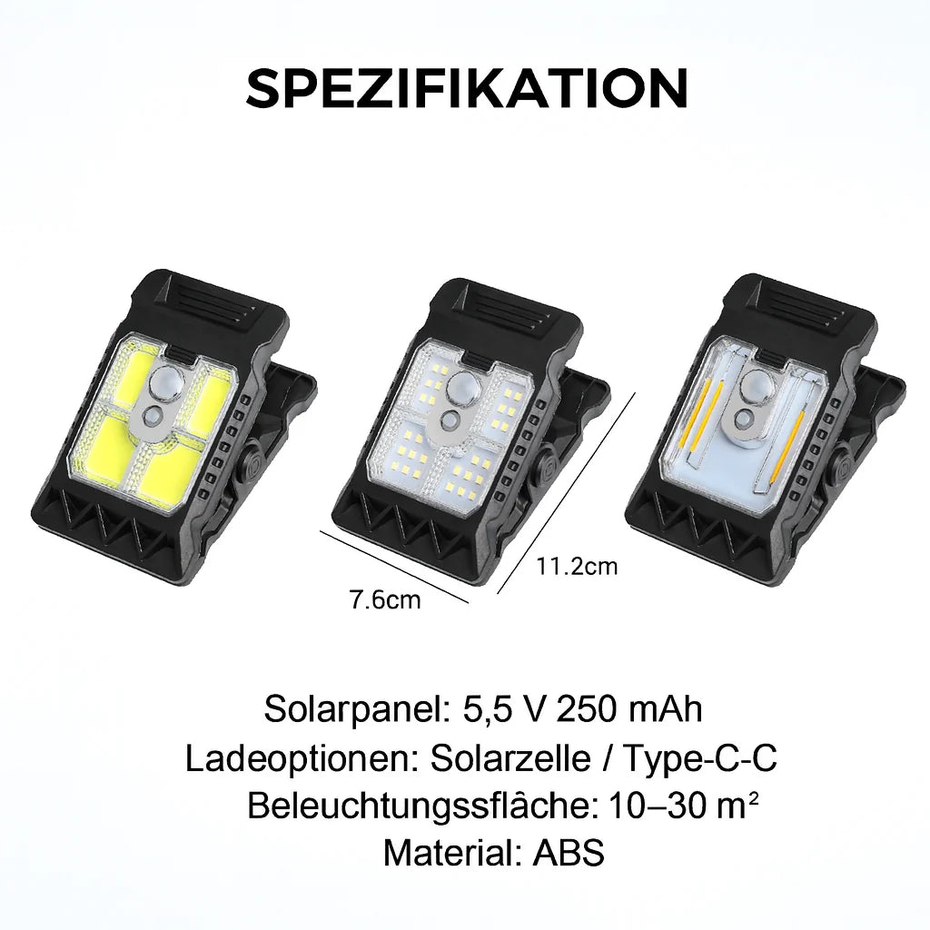 Solar Clip Light | Motion Sensor, USB-C & Weatherproof