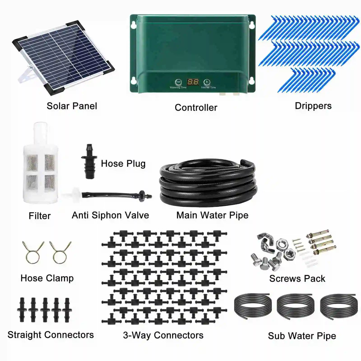 Solar Drip Irrigation Kit | Automatic 30 Modes & 7 Timers | Irrigates Up To 50 Plants
