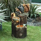 Solar Fountain | Hand-Painted Animal Figurine & LED | Weatherproof Resin