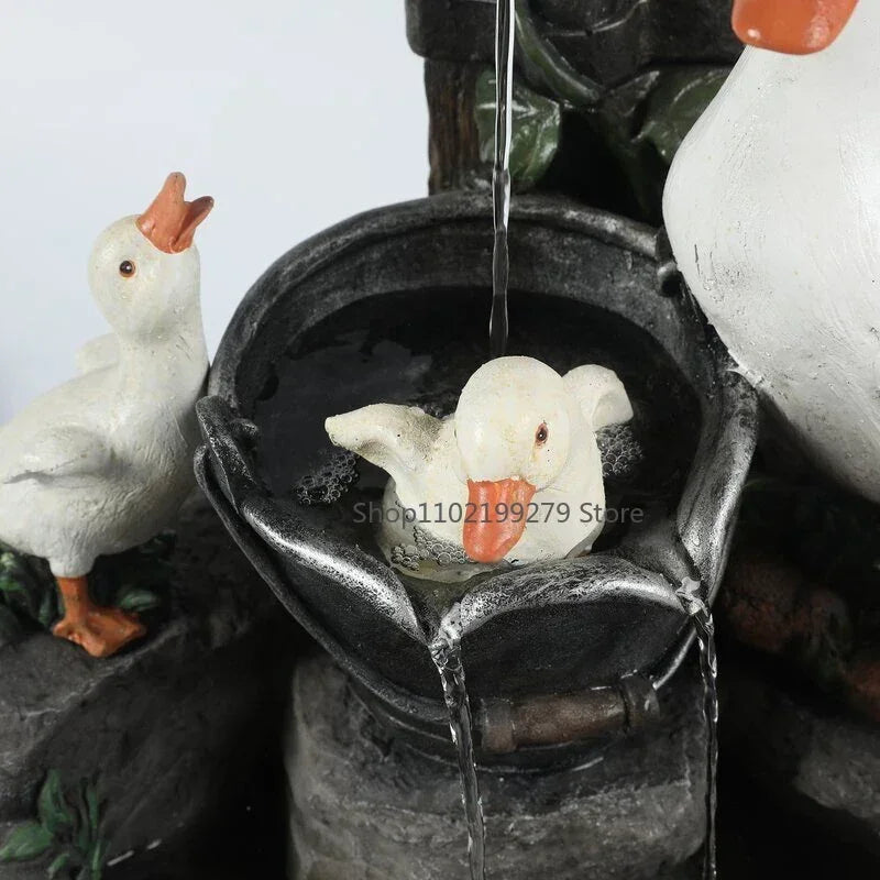 Solar Fountain | Hand-Painted Animal Figurine & LED | Weatherproof Resin