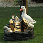 Solar Fountain | Hand-Painted Animal Figurine & LED | Weatherproof Resin