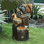 Solar Fountain | Hand-Painted Animal Figurine & LED | Weatherproof Resin