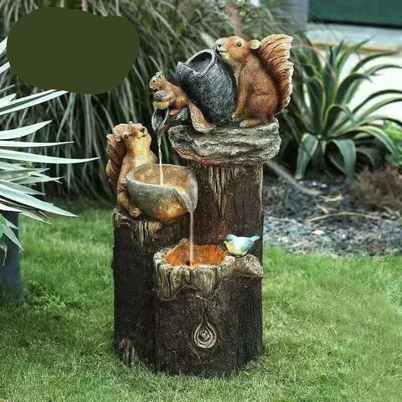 Solar Fountain | Hand-Painted Animal Figurine & LED | Weatherproof Resin