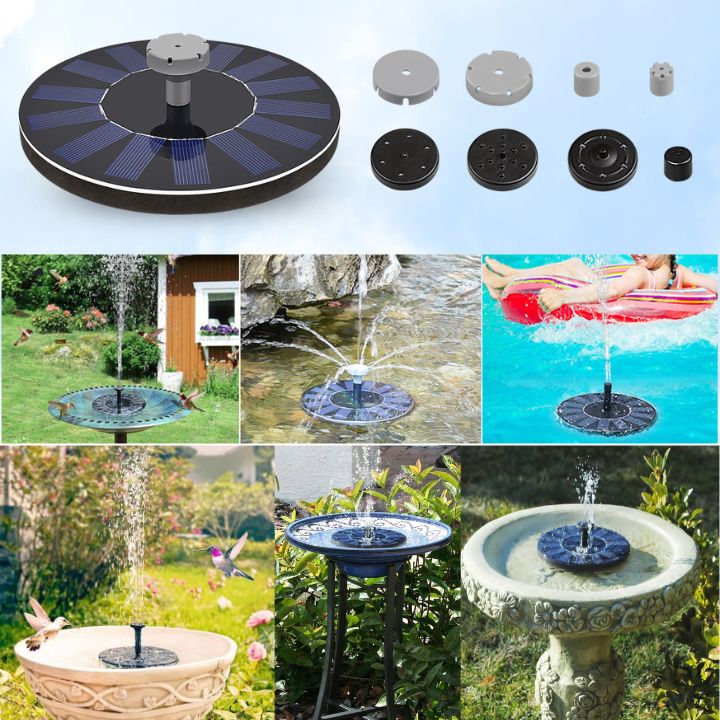 Solar Fountain | Self-Starting & Interchangeable Nozzles | 45 cm Spray Height