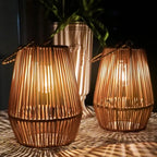Outdoor Solar Lantern | Cylindrical Handwoven Rattan | Waterproof LED