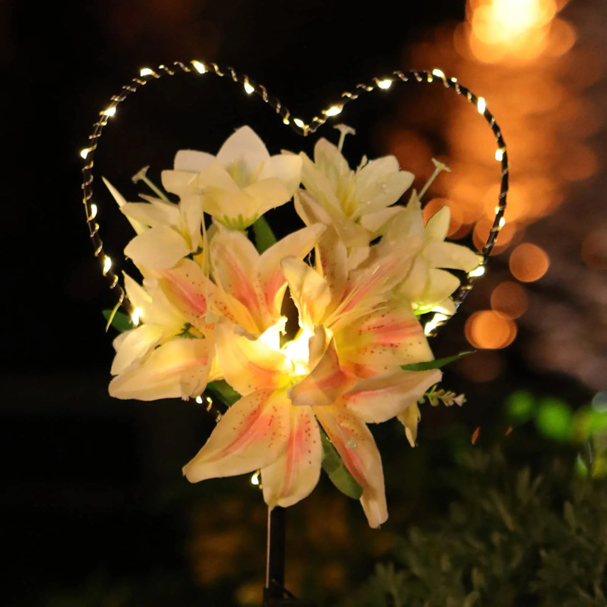 Solar Garden Stake Light | Heart-Shaped Lily Design & Weather-Resistant