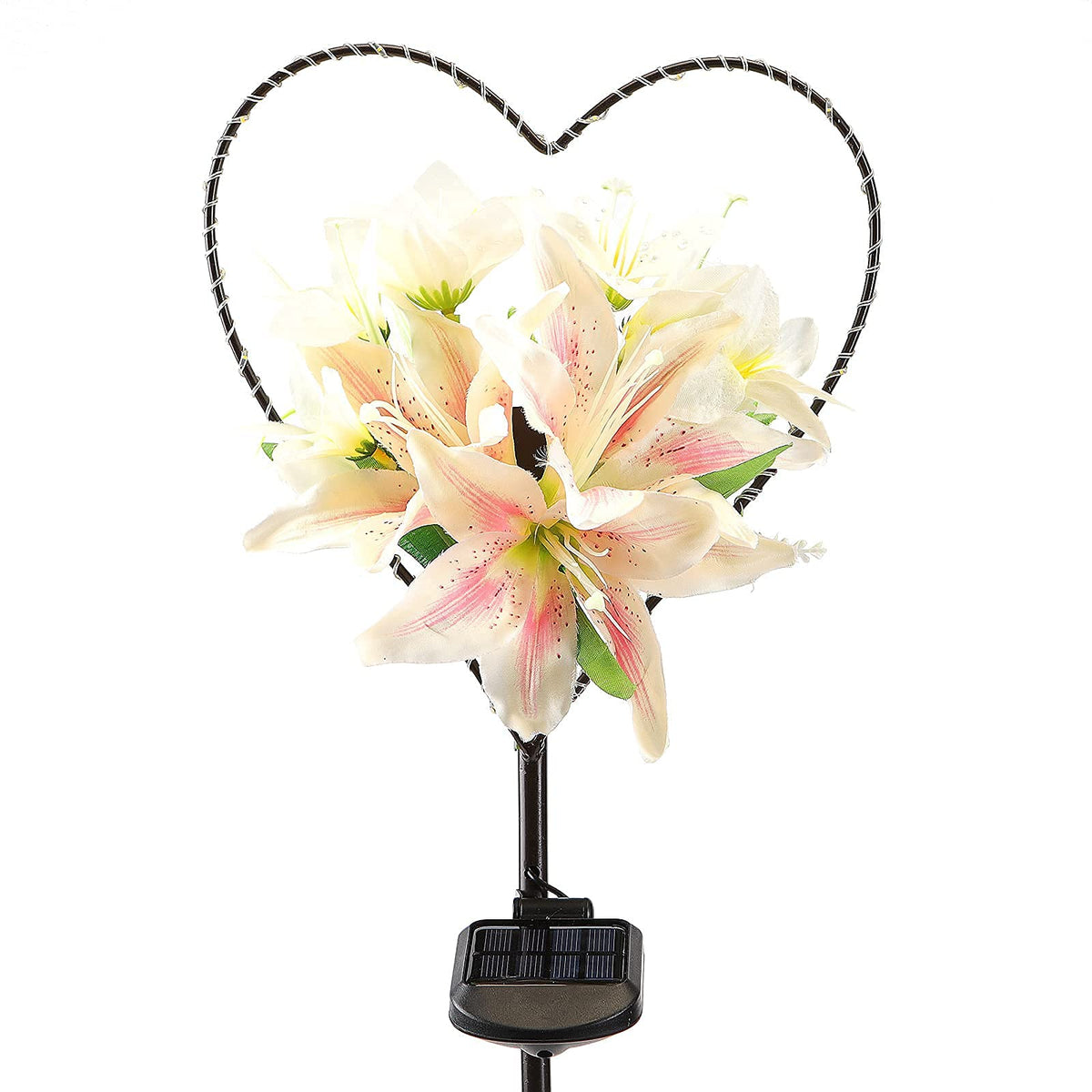 Solar Garden Stake Light | Heart-Shaped Lily Design & Weather-Resistant