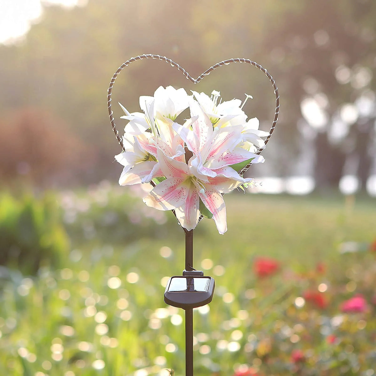 Solar Garden Stake Light | Heart-Shaped Lily Design & Weather-Resistant
