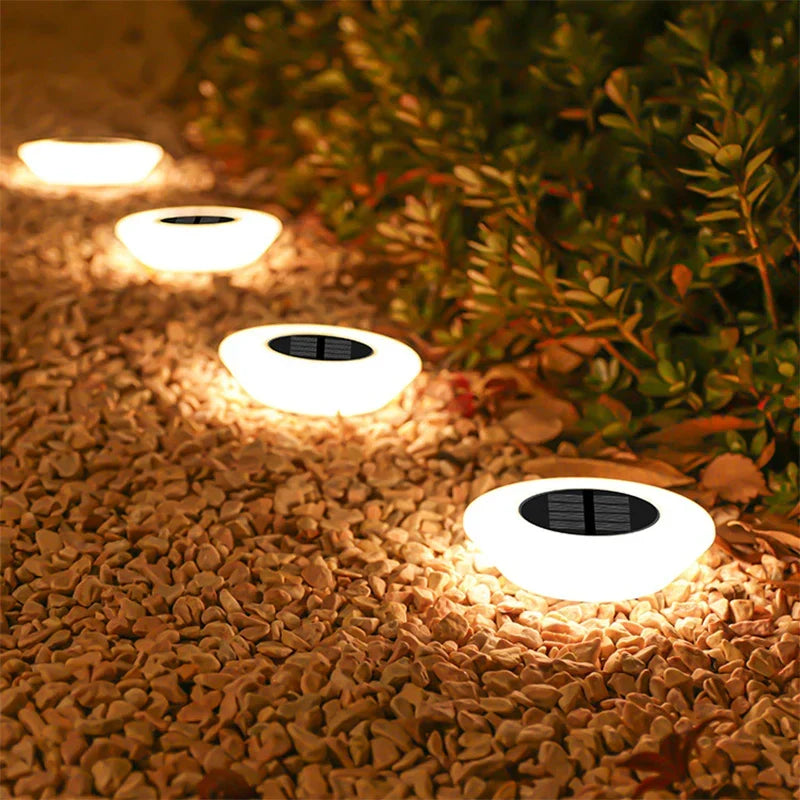 Solar Ground Light | 360° LED Ring & Auto Dusk Sensor | Set of 4