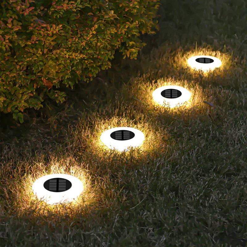 Solar Ground Light | 360° LED Ring & Auto Dusk Sensor | Set of 4