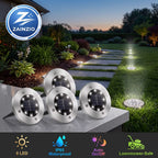 Solar Ground Lights | Flush-Mount & Solar Powered | 4-Pack