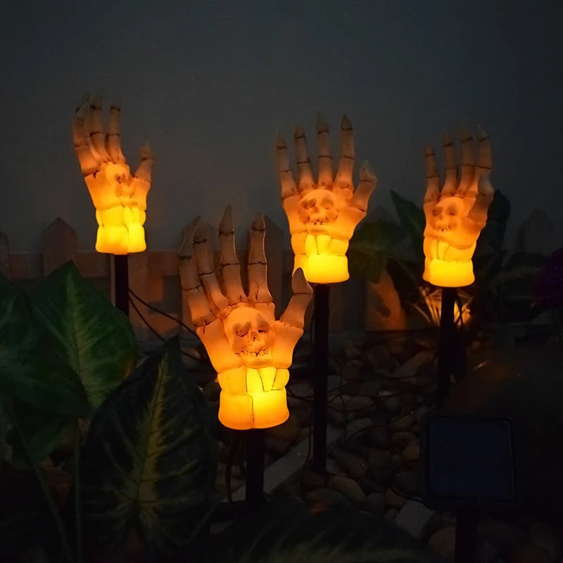 Solar Ground Stake Light | Skeleton Hand & Skull Design