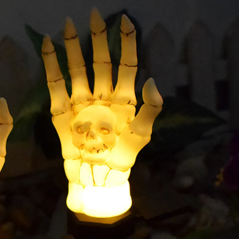 Solar Ground Stake Light | Skeleton Hand & Skull Design