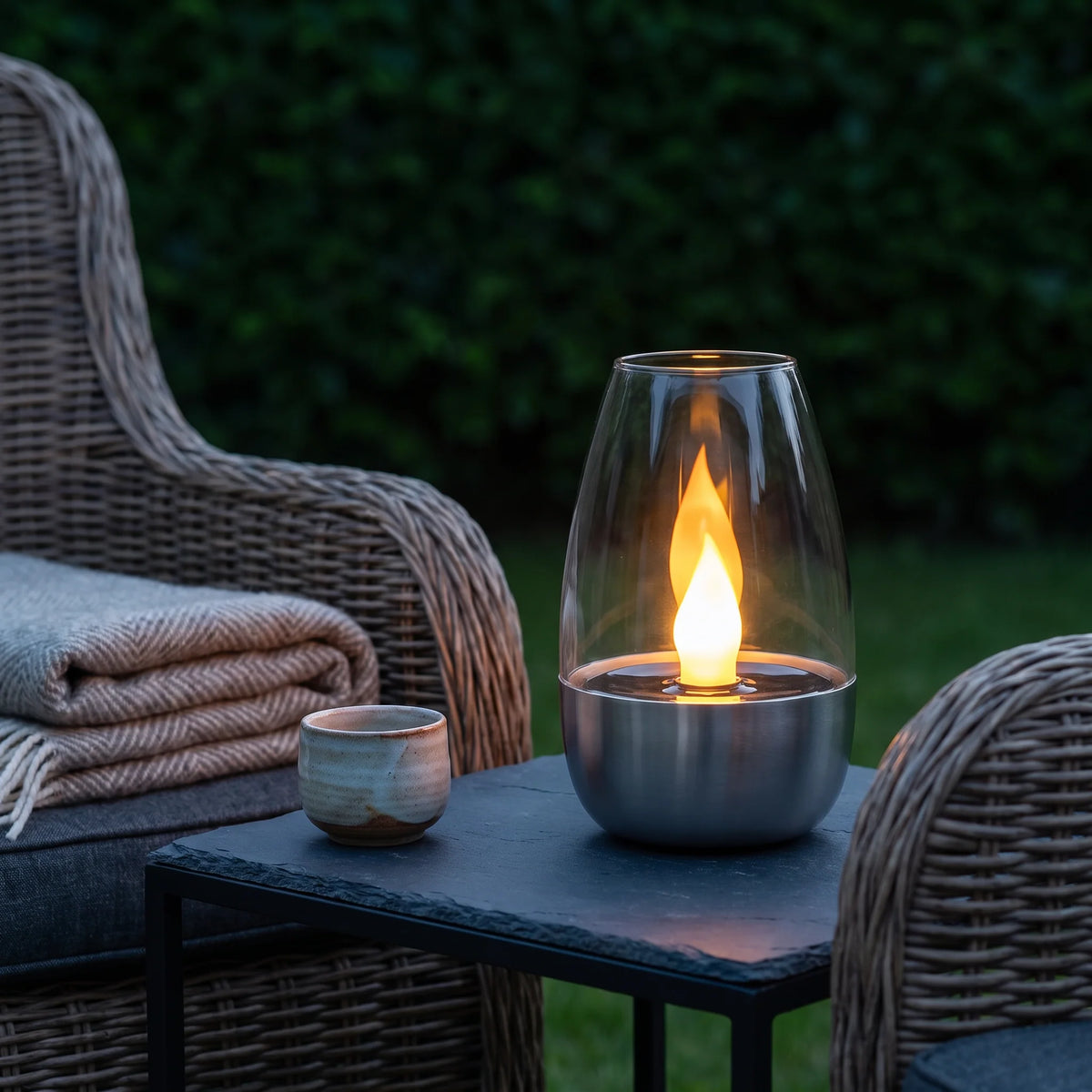 Solar Lantern | Stainless Steel Flickering LED Flame | IP44 Weather-Resistant
