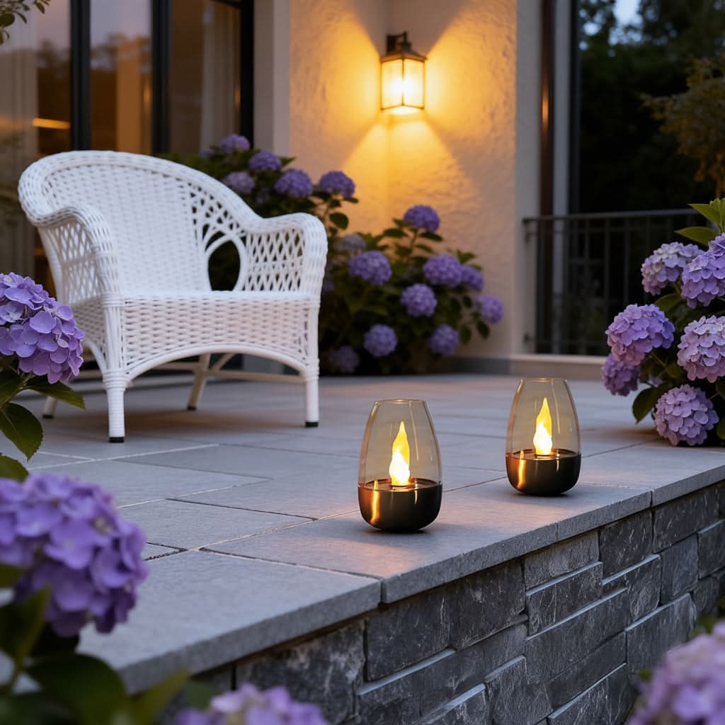 Solar Lantern | Stainless Steel Flickering LED Flame | IP44 Weather-Resistant