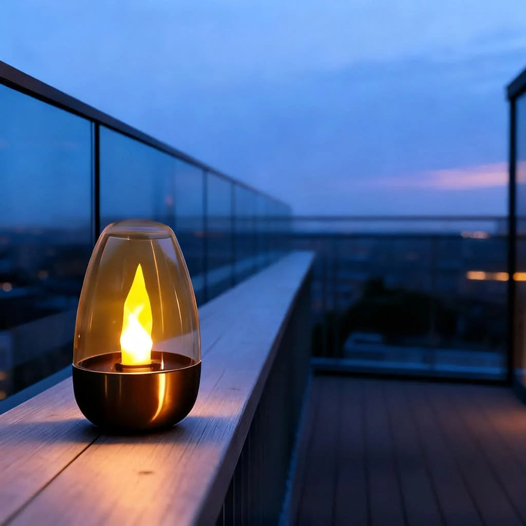Solar Lantern | Stainless Steel Flickering LED Flame | IP44 Weather-Resistant