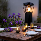 Solar Lantern | Stainless Steel Flickering LED Flame | IP44 Weather-Resistant
