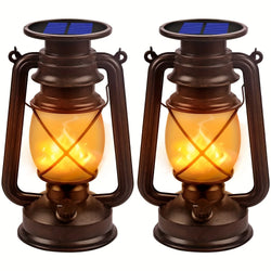 Solar Lanterns | Vintage Design & Flickering LED | Set of 2