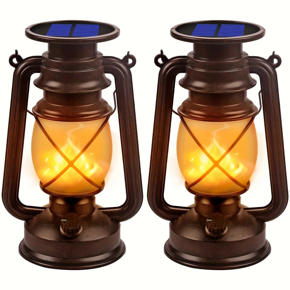 Solar Lanterns | Vintage Design & Flickering LED | Set of 2