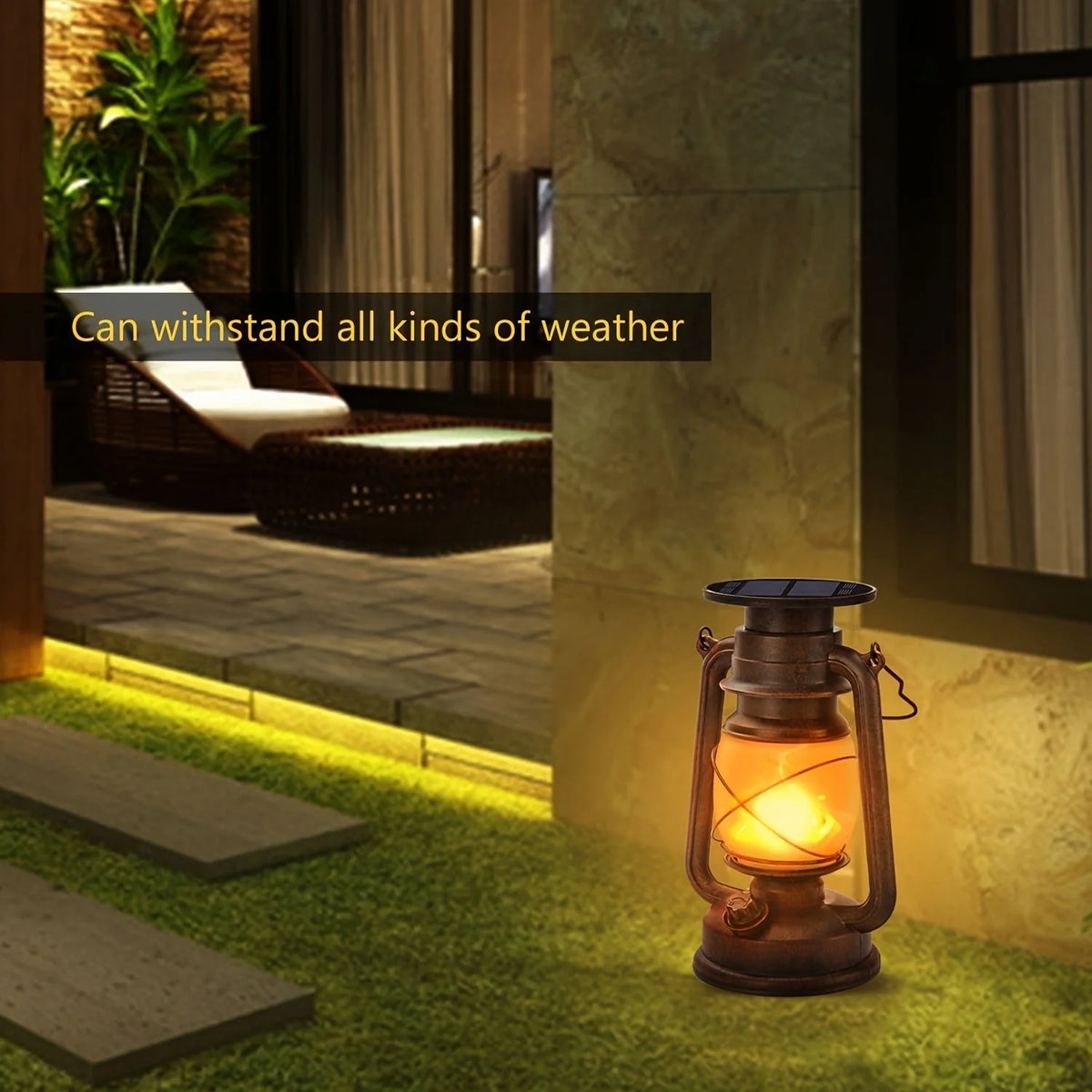 Solar Lanterns | Vintage Design & Flickering LED | Set of 2