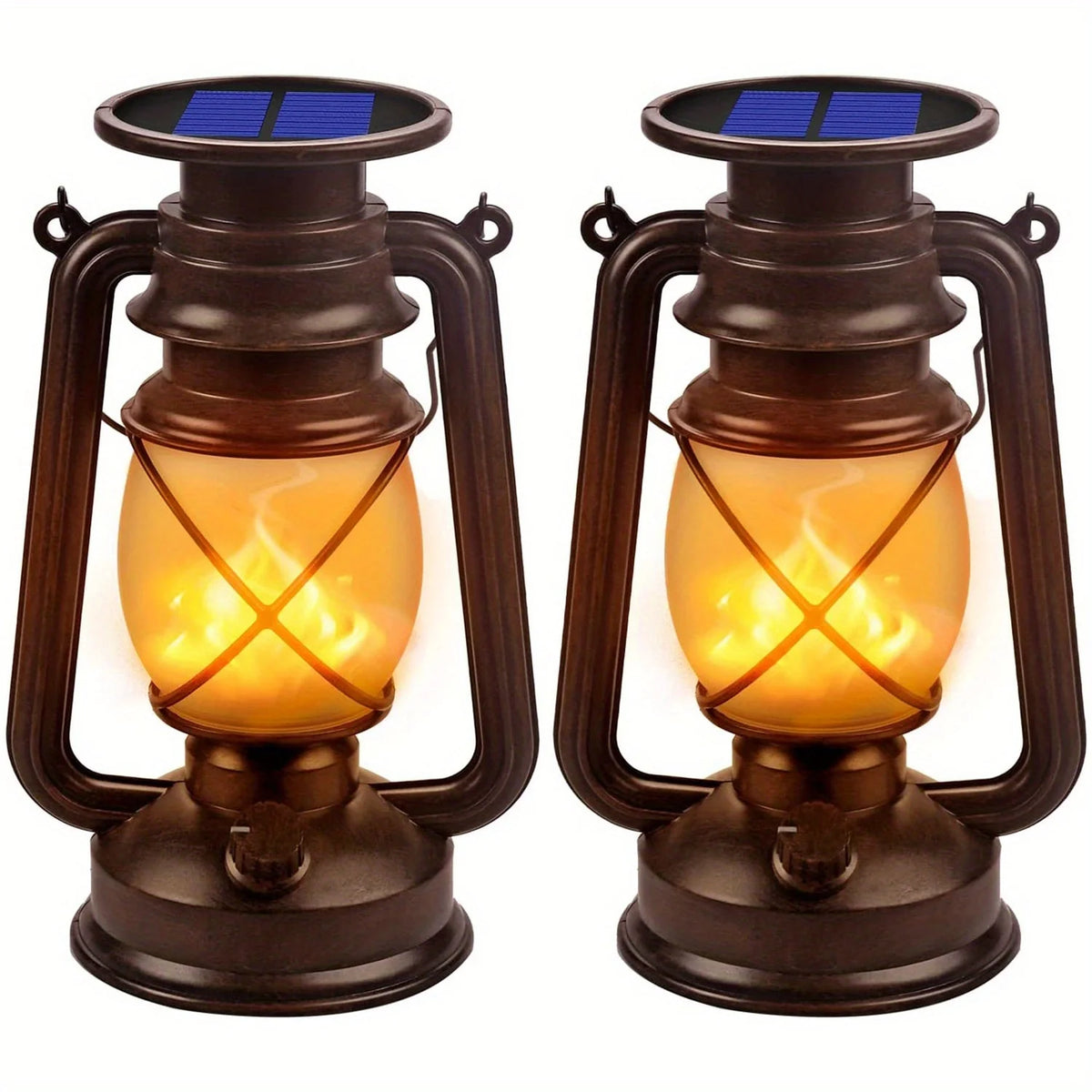 Solar Lanterns | Vintage Design & Flickering LED | Set of 2