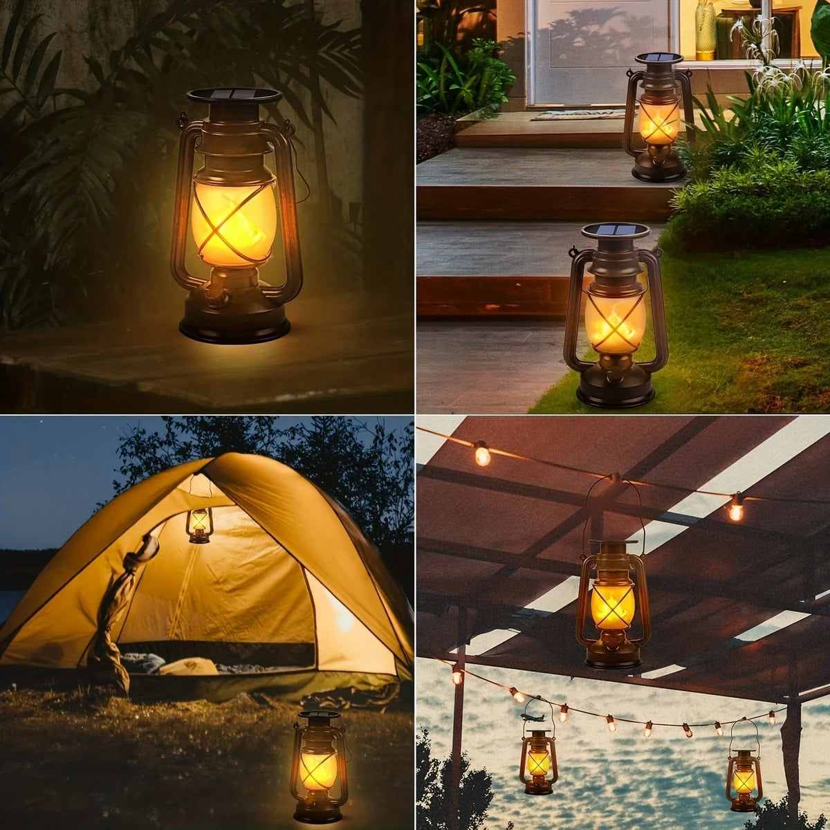 Solar Lanterns | Vintage Design & Flickering LED | Set of 2