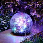 Solar Orb Light | Crackle Glass & Waterproof | 3.9 in Diameter