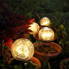 Solar Orb Light | Crackle Glass & Waterproof | 3.9 in Diameter
