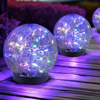 Solar Orb Light | Crackle Glass & Waterproof | 3.9 in Diameter