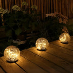 Solar Orb Light | Crackle Glass & Waterproof | 3.9 in Diameter