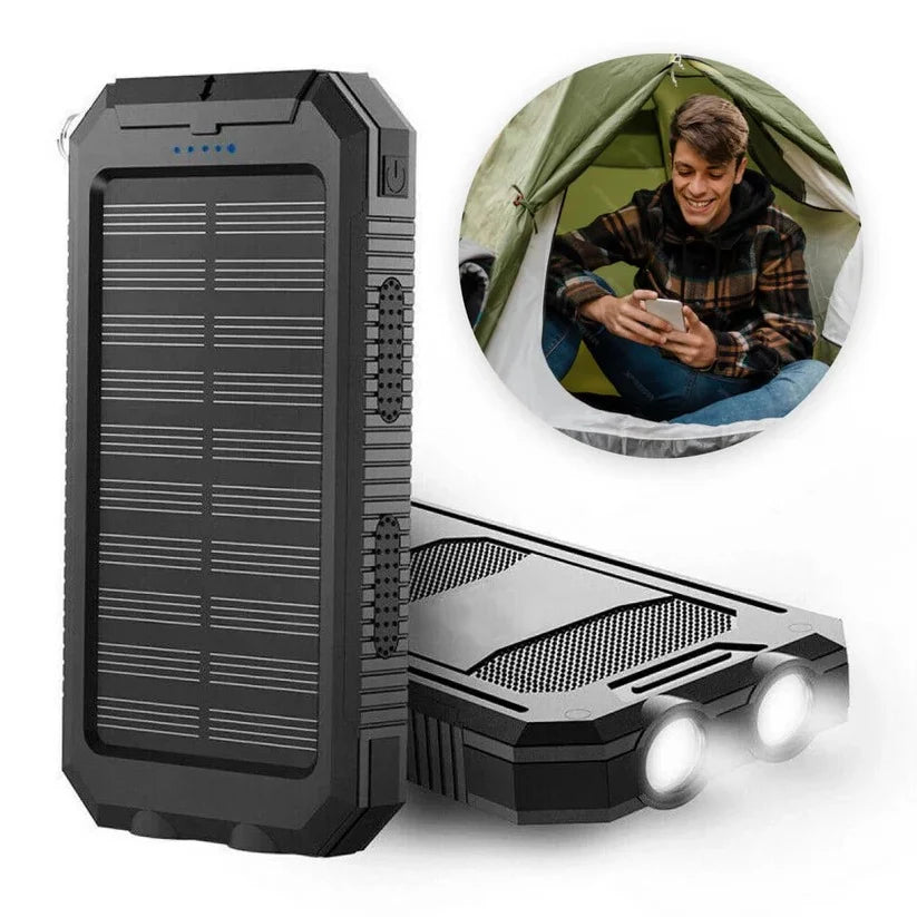 Solar Power Bank | Dual USB & Integrated LED | IP44 Water-Resistant