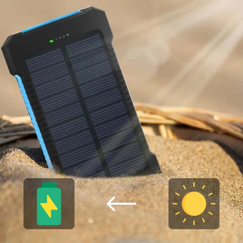 Solar Power Bank | Dual USB & Integrated LED | IP44 Water-Resistant