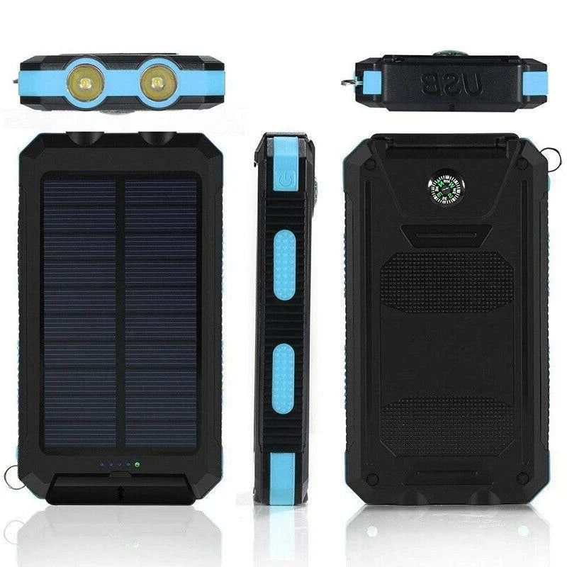 Solar Power Bank | Dual USB & Integrated LED | IP44 Water-Resistant